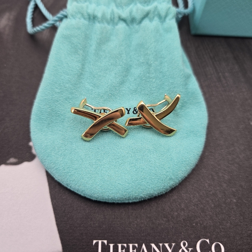 Tiffany & Co. Paloma Picasso Graffiti Extra Large X Earrings 18K Yellow Gold - Picture 7 of 9